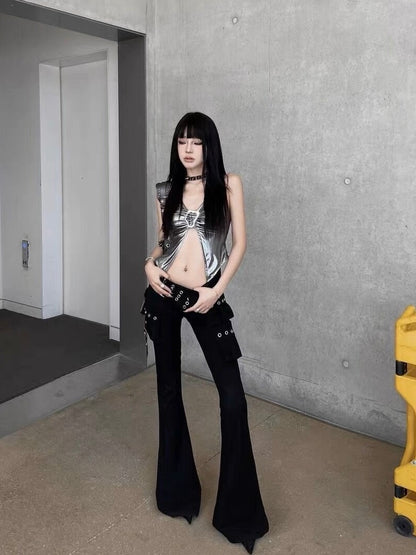 Futuristic Silver Butterfly Top