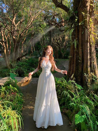 Fairy Lace Backless Maxi Dress