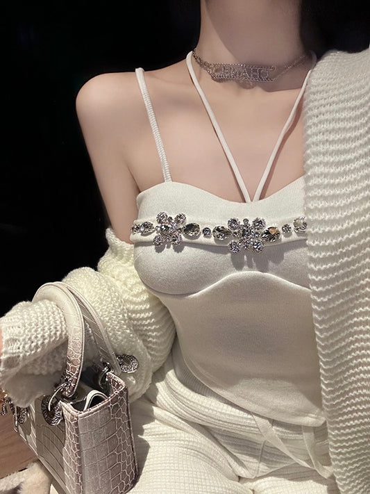 Francesca Diamanté Top - White