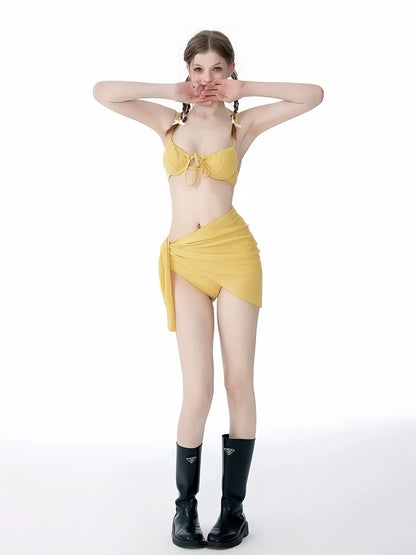 Flavia Lemon Yellow 3-Piece Bikini Set