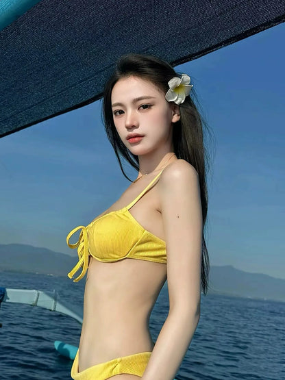 Flavia Lemon Yellow 3-Piece Bikini Set