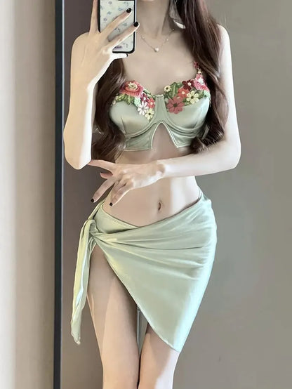 Florence Matcha Green 3-Piece Bikini Set