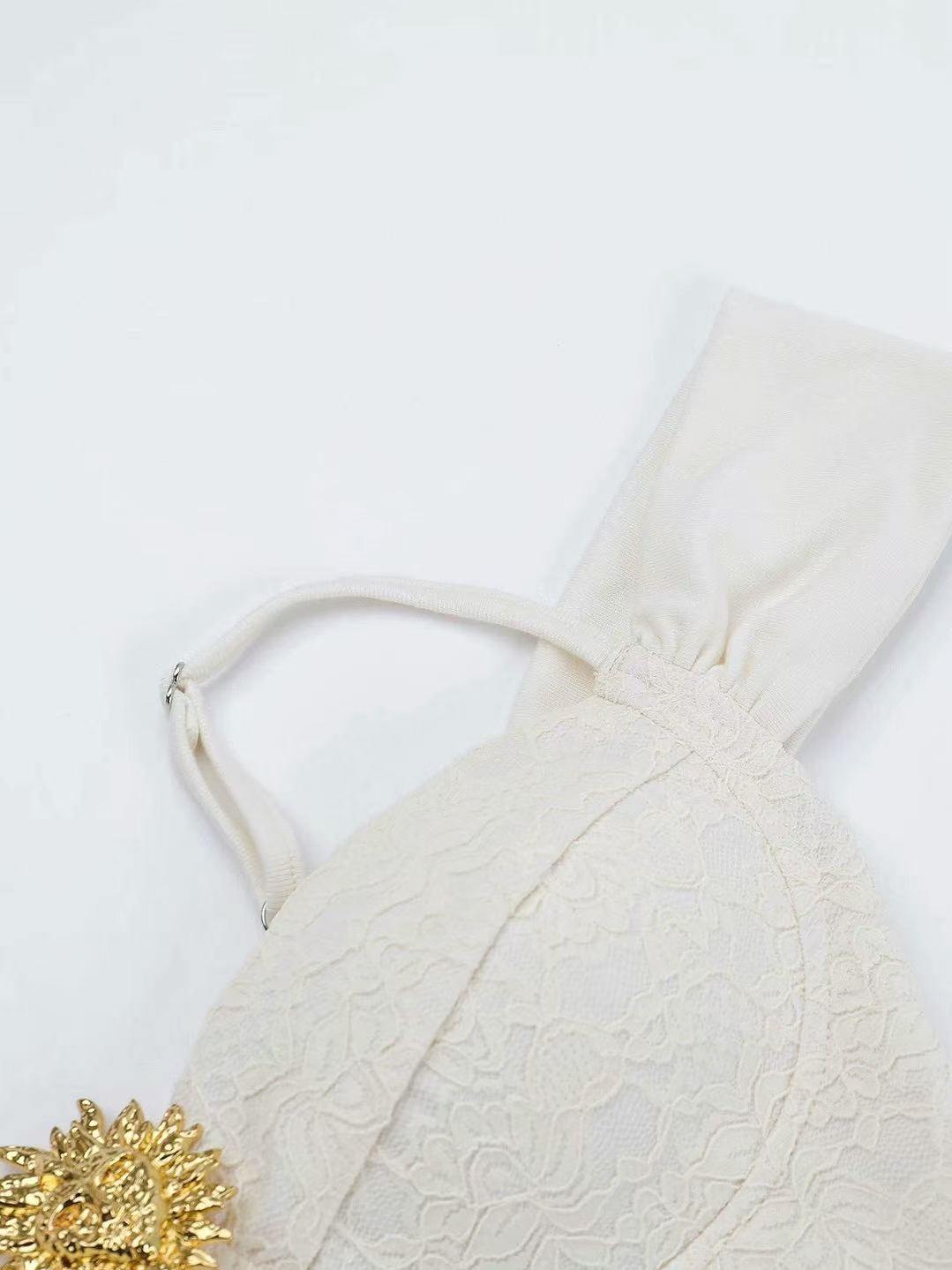 Ivory Rosette Corset Maxi Dress
