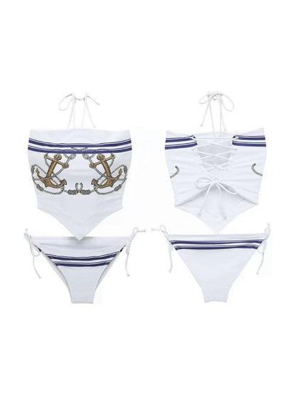 Sailor Bandeau Bikini Set & Hat