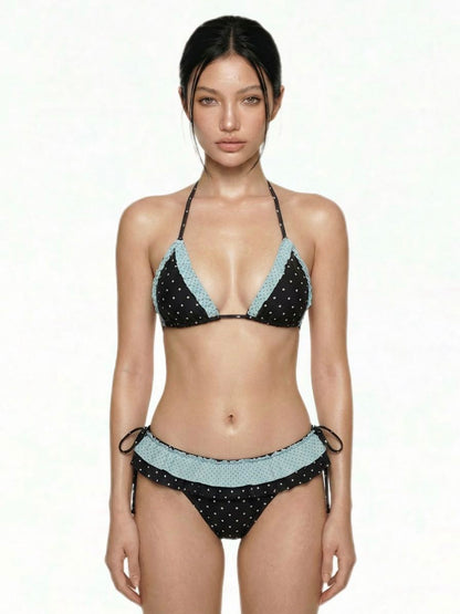 Black Polka Dot Bikini Set