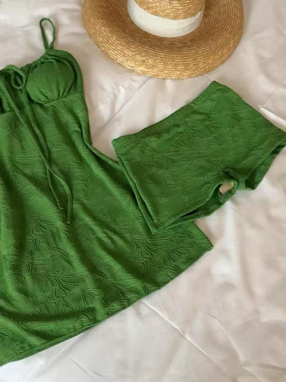 Avocado Green Swim Dress with Shorts