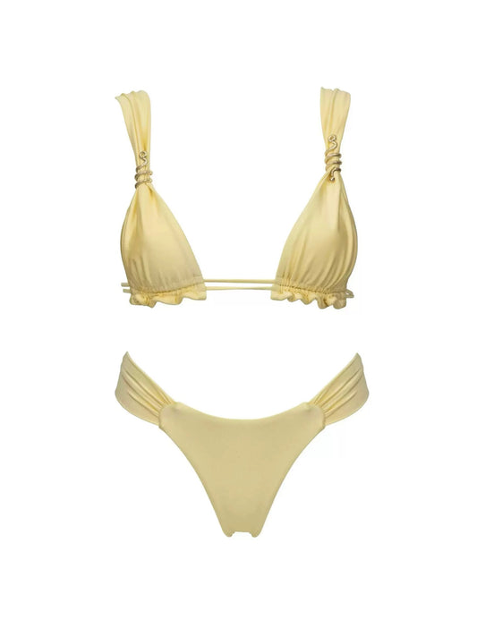 Golden Snake Light Yellow Triangle Bikini Set