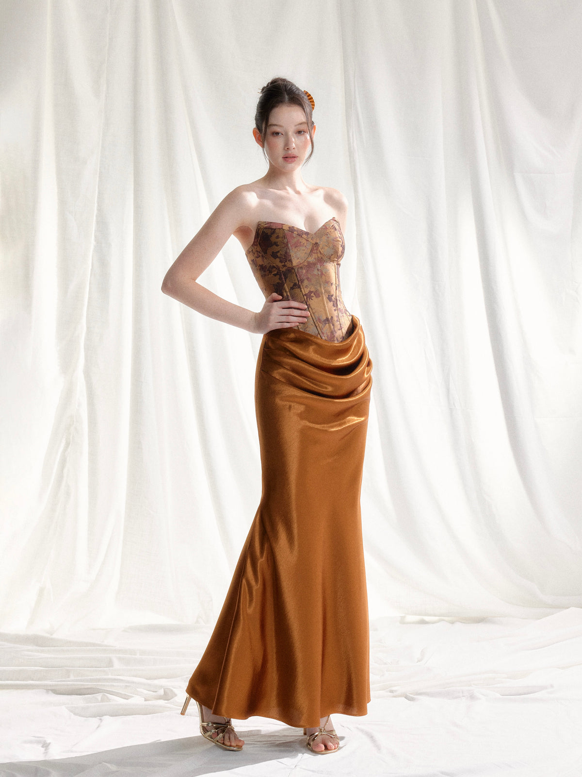 Tut Tuto Jacquard Corset Satin Evening Gown