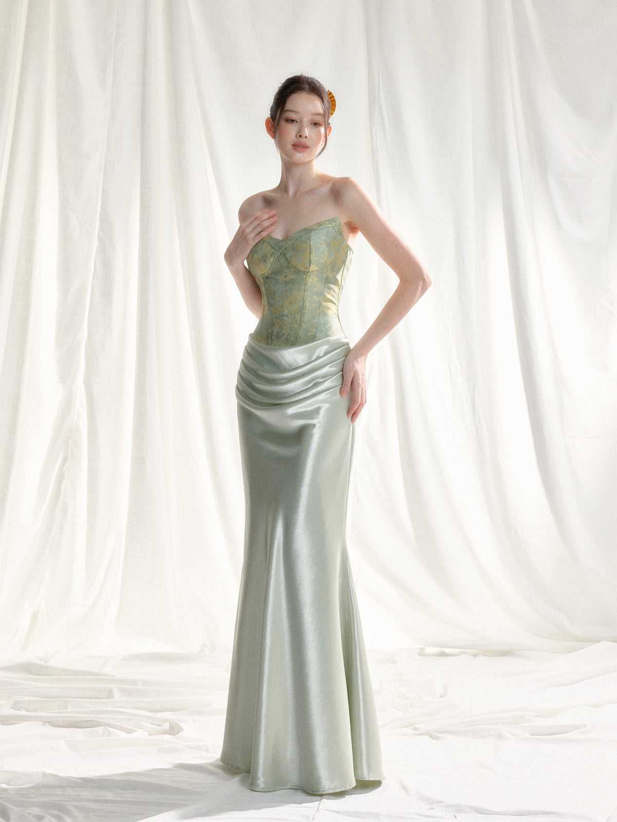 Tut Tuto Jacquard Corset Satin Evening Gown