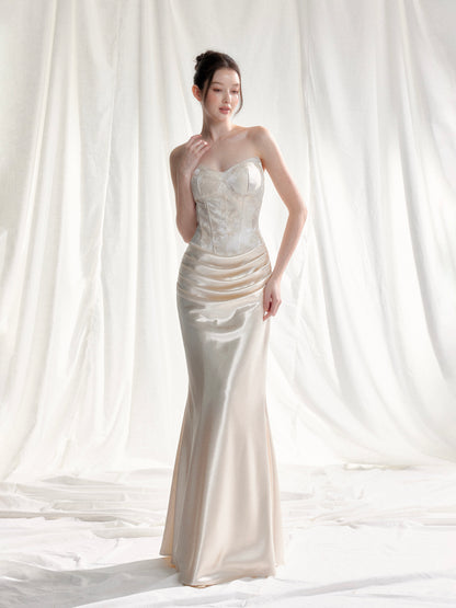 Tut Tuto Jacquard Corset Satin Evening Gown