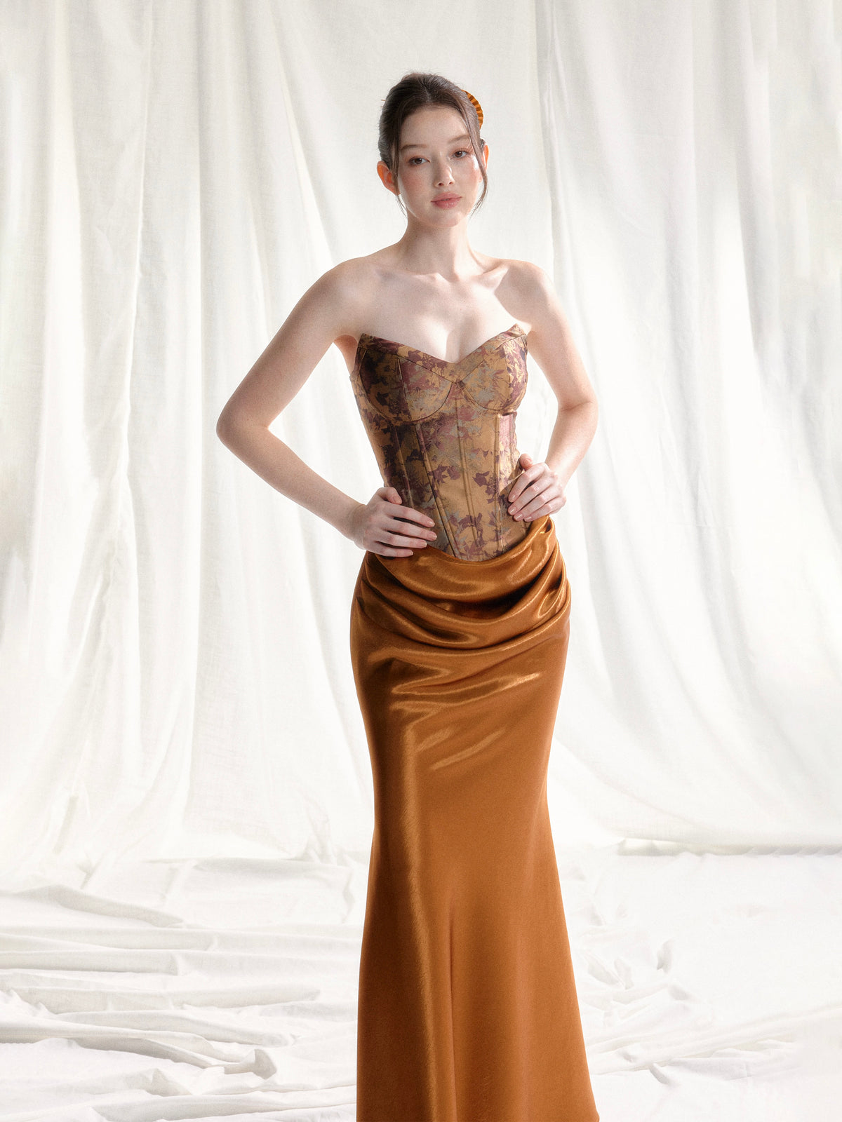 Tut Tuto Jacquard Corset Satin Evening Gown