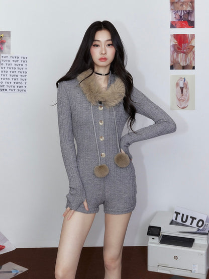Tut Tuto Slim Fit Hooded Knit Romper