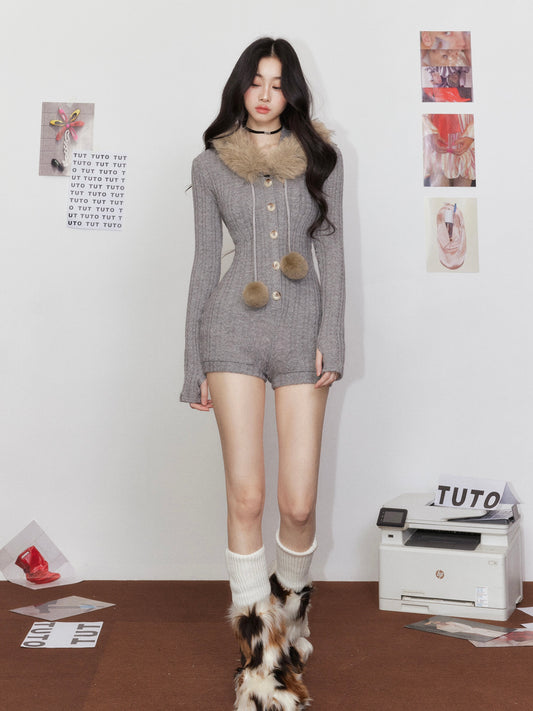 Tut Tuto Slim Fit Hooded Knit Romper