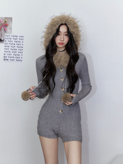 Tut Tuto Slim Fit Hooded Knit Romper