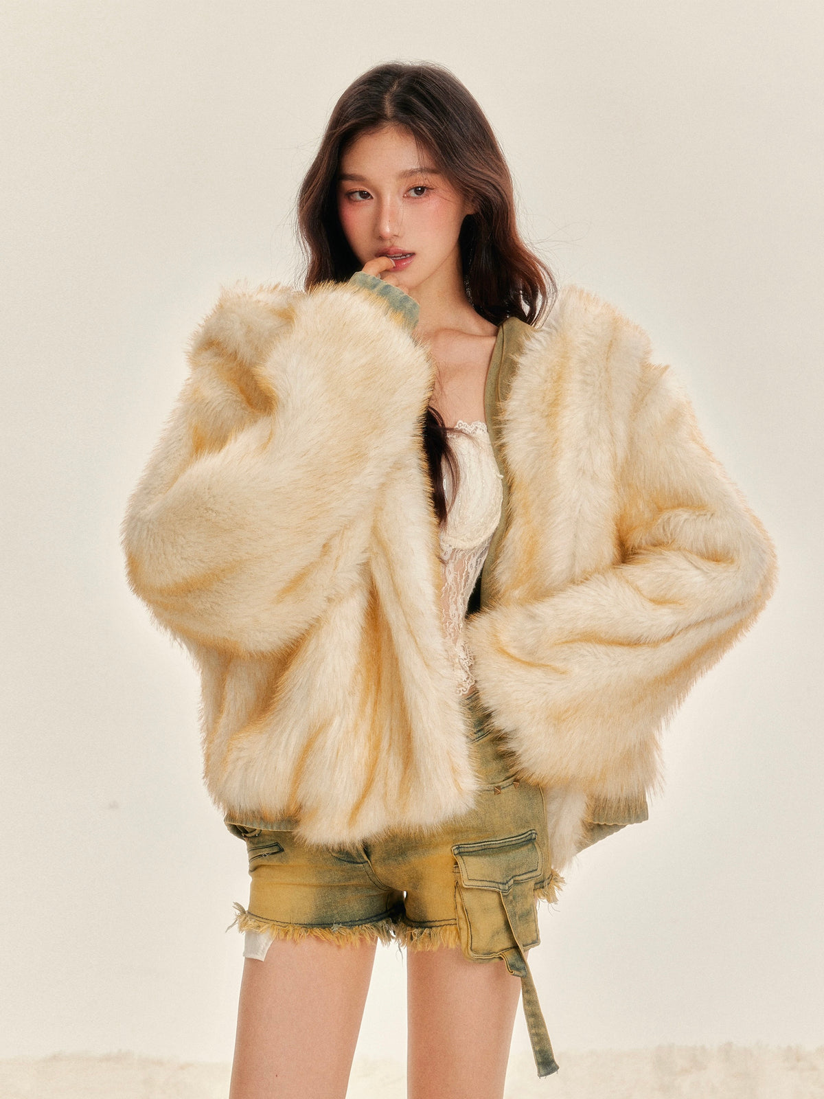 Tut Tuto Reversible Faux Fur Denim Jacket
