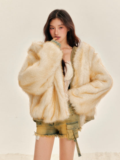 Tut Tuto Reversible Faux Fur Denim Jacket