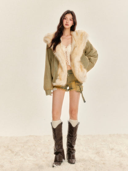 Tut Tuto Reversible Faux Fur Denim Jacket
