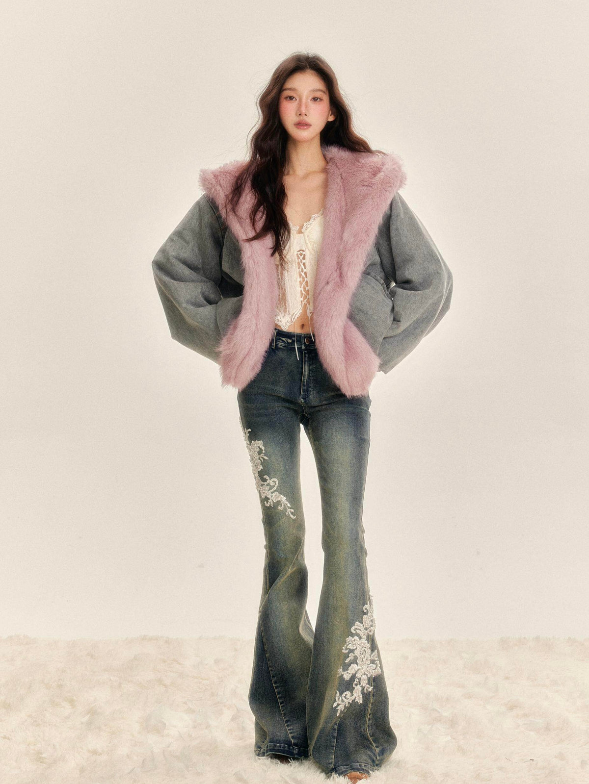 Tut Tuto Reversible Faux Fur Denim Jacket