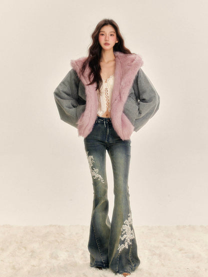 Tut Tuto Reversible Faux Fur Denim Jacket