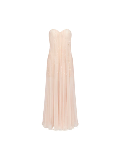 Thea Mesh Strapless Backless Maxi Dress