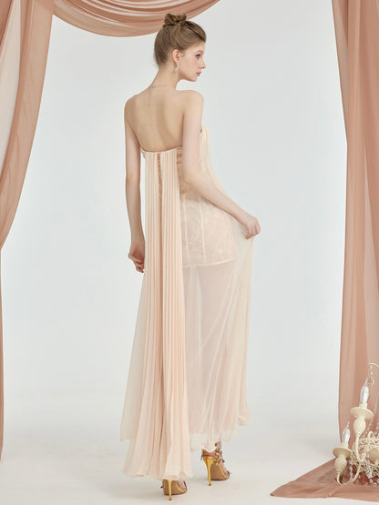 Thea Mesh Strapless Backless Maxi Dress